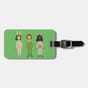Cute girls pyjama friends theme luggage tag
