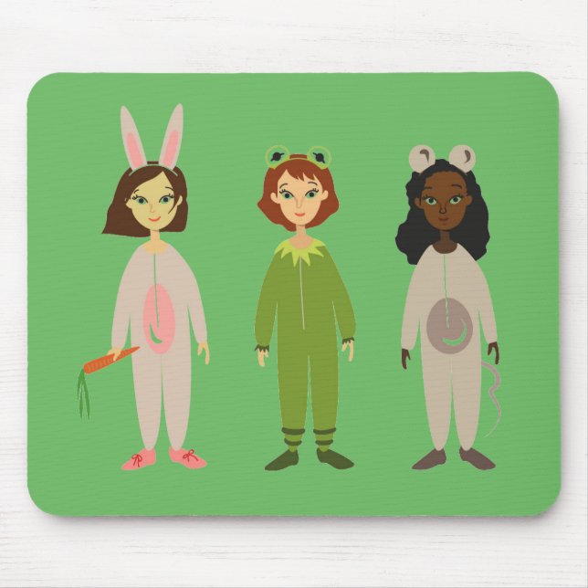 Cute girls pyjama friends theme mouse mat (Front)