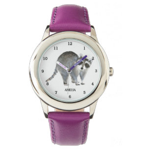 Cute Girls Racoon Animal Kids Wildlife Woodland Watch