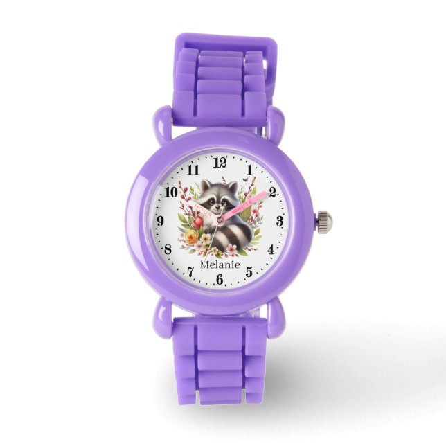 Cute girls racoon lovers add name  watch (Front)