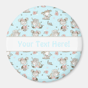 Cute Girls Reading Books Gift Ideas Magnet