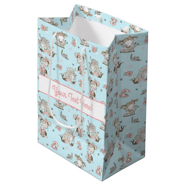 Cute Girls Reading Books Gift Ideas Medium Gift Bag (Front Angled)