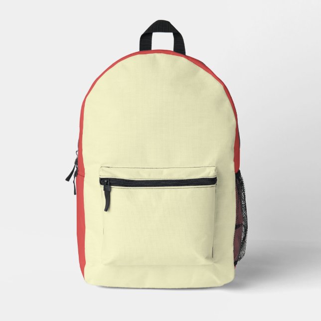 Cute Girl's red and creame  Printed Backpack (Front)