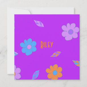 Cute Girls Retro Flower Holiday Card
