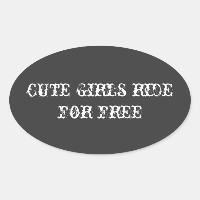 "cute girls ride for free" helmet sticker (Front)
