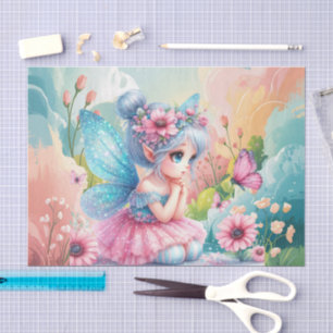 Cute girls room fairy decoupage tissue paper