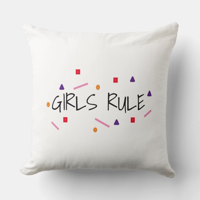 Cute Girls Rule Funny Geometric Pattern Cushion (Front)