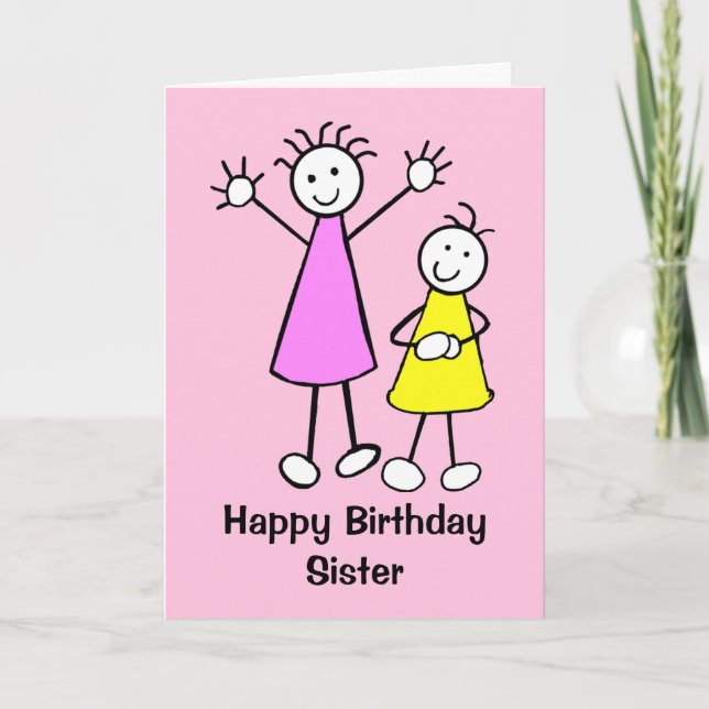 Cute Girls Sister Happy Birthday Card (Front)