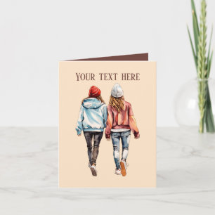 Cute girls Sisters or Friends  Card