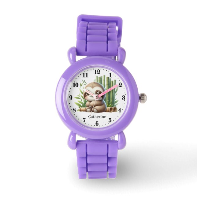 Cute girls sloth add name watch (Front)