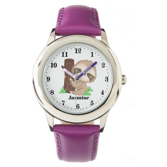 Cute girls sloth add name watch (Front)