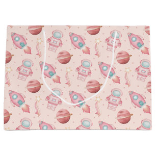 Cute Girls Space Birthday Pink Astronaut Large Gift Bag