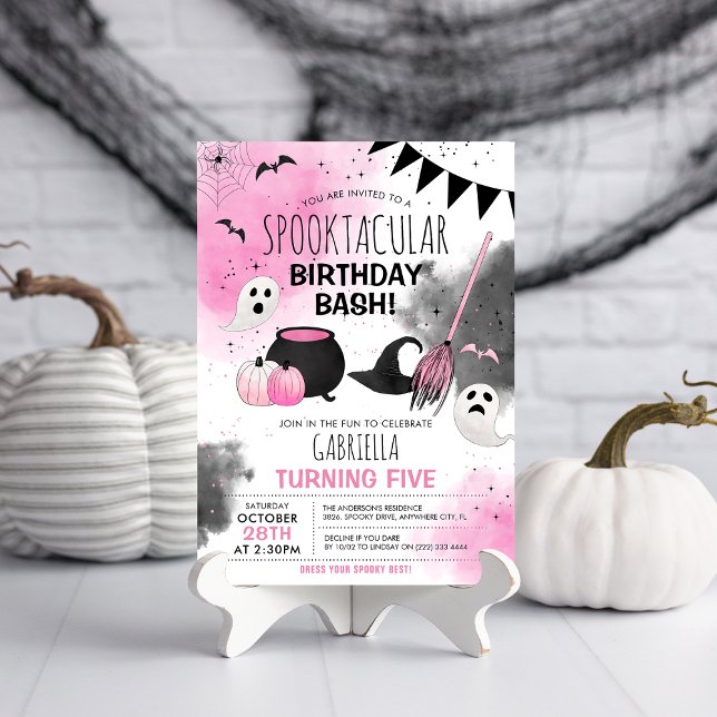Cute Girls Spooktacular Halloween Birthday Invitation (Creator Uploaded)