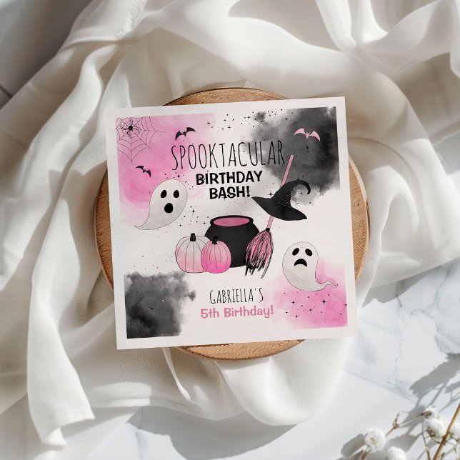 Cute Girls Spooktacular Halloween Birthday Napkin (Creator Uploaded)