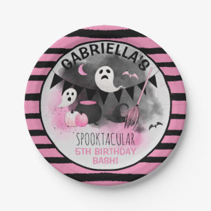Cute Girls Spooktacular Halloween Birthday Paper Plate