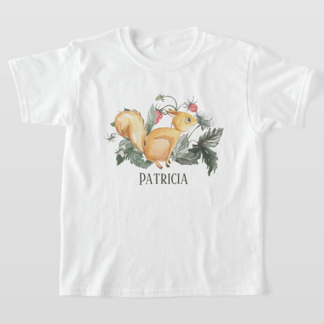 cute girls squirrel add name T-Shirt (Laydown)