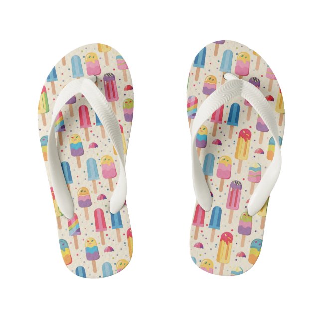 Cute girls summer food pattern  kid's flip flops (Footbed)