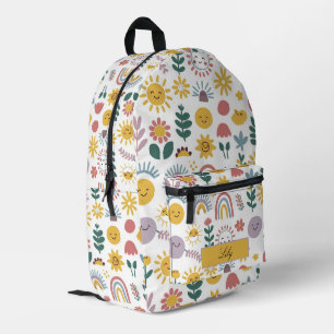 Cute Girl's Sun & Flowers Custom Name Printed Backpack