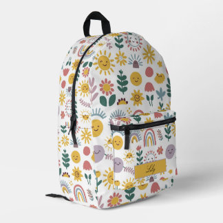 Cute Girl's Sun & Flowers Custom Name Printed Backpack