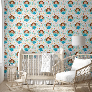 Cute girls tiled fairy nursery wallpaper