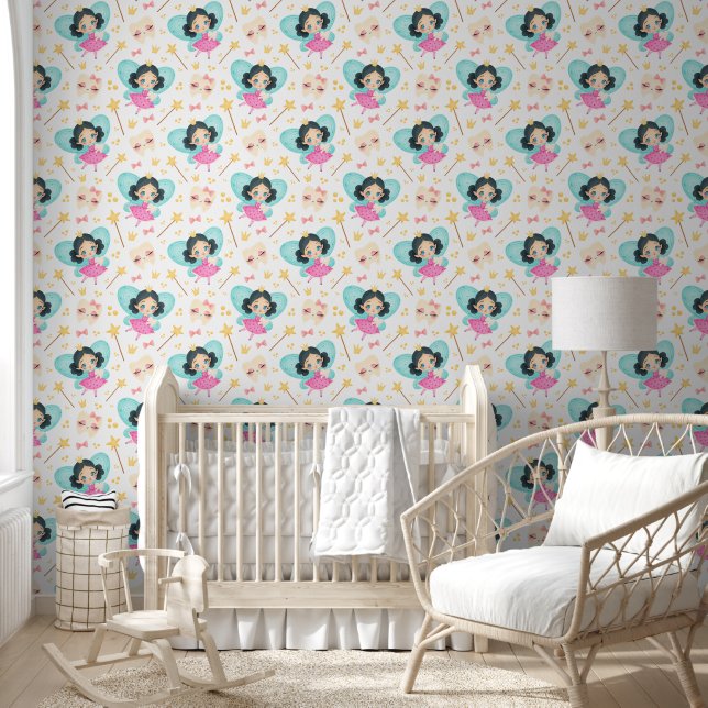 Cute girls tiled fairy nursery  wallpaper (Kids)