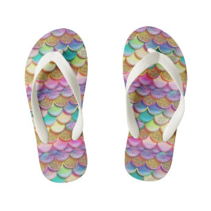 Cute girls tiled mermaid scales pattern kid's flip flops