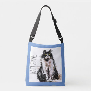 Cute Girls Tuxedo Cat Playing Pet Handbag
