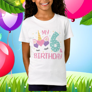 cute girls unicorn 6th Birthday T-Shirt