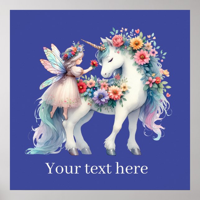 Cute girls unicorn add message poster (Front)