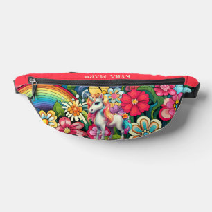 Cute girls unicorn add name bum bags
