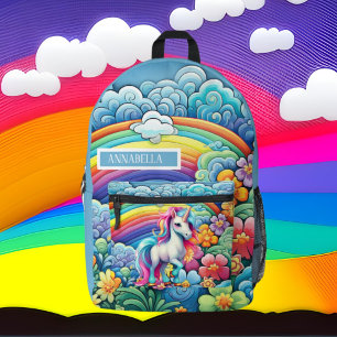 Cute girls unicorn add name printed backpack