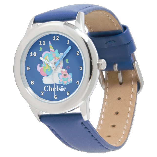 Cute girls unicorn add name watch (Angled)