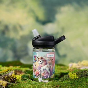 Cute girls unicorn lovers add name water bottle