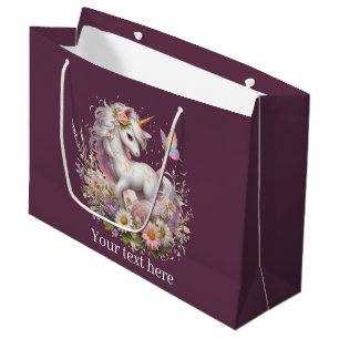 Cute girls unicorn party customisable  large gift bag