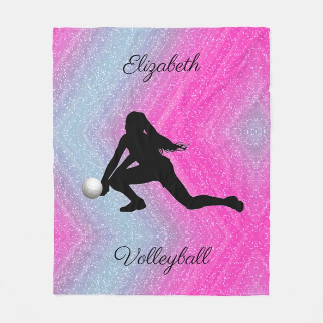 Cute Girls Volleyball Pastel Fleece Blanket (Front)