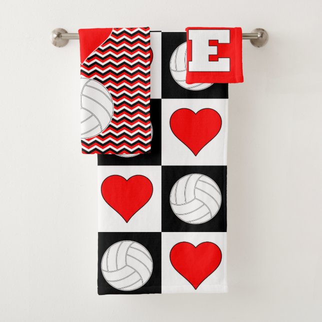 Cute Girls Volleyball Player Bathroom Towel Set (Insitu)
