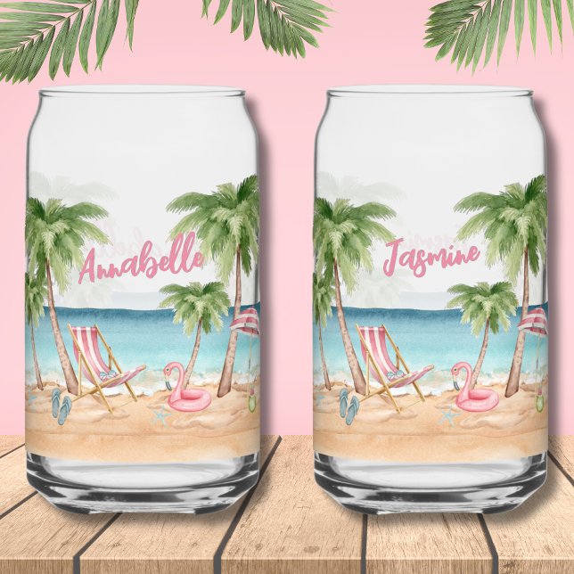 Cute Girls Weekend Bachelorette Watercolor Beach Can Glass (Cute Girls Weekend Bachelorette Watercolor Beach Can Glass)