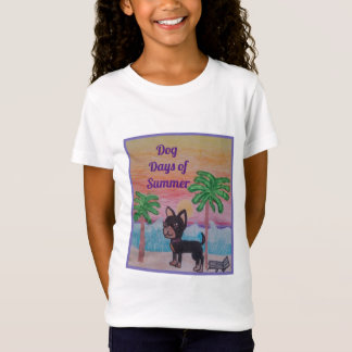 Cute girl's white t-shirt with chihuahua dog print