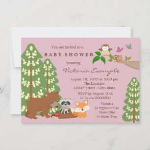 Cute Girls Woodland Baby Shower Invitation