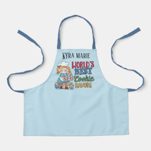 Cute girls world's best cookie baker add name apron
