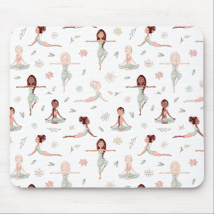 Cute Girls Zen Yoga Meditation Spiritual Namaste Mouse Mat