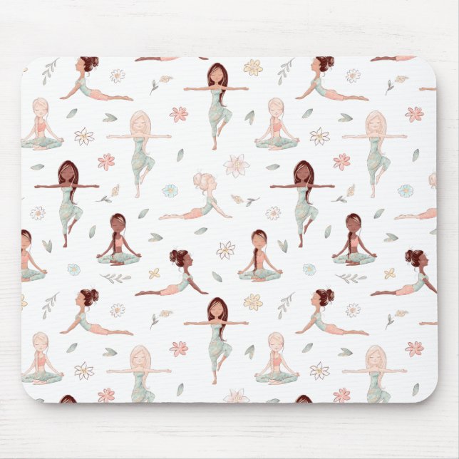 Cute Girls Zen Yoga Meditation Spiritual Namaste Mouse Mat (Front)