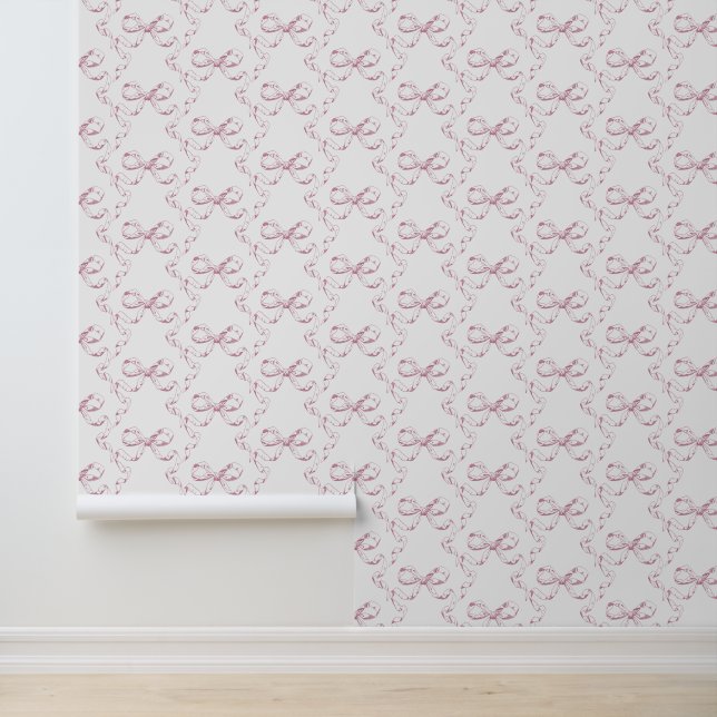 Cute Girly Aesthetic Pink Bow Pattern Wallpaper (Application)