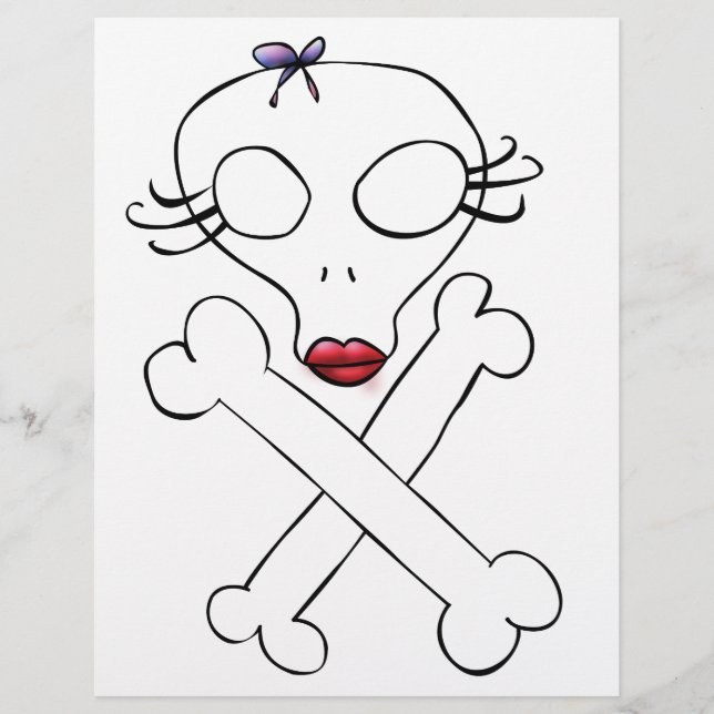 Cute Girly Alien Skull Crossbones Flyer (Front)