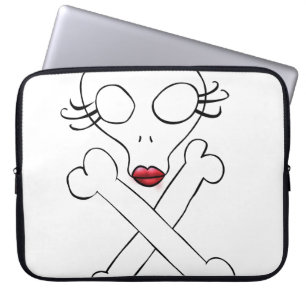 Cute Girly Alien Skull Crossbones Laptop Sleeve