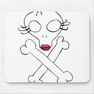 Cute Girly Alien Skull Crossbones Mouse Mat