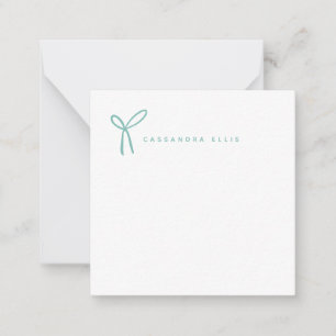 Cute Girly Aqua Ribbon Bow Stationery Card