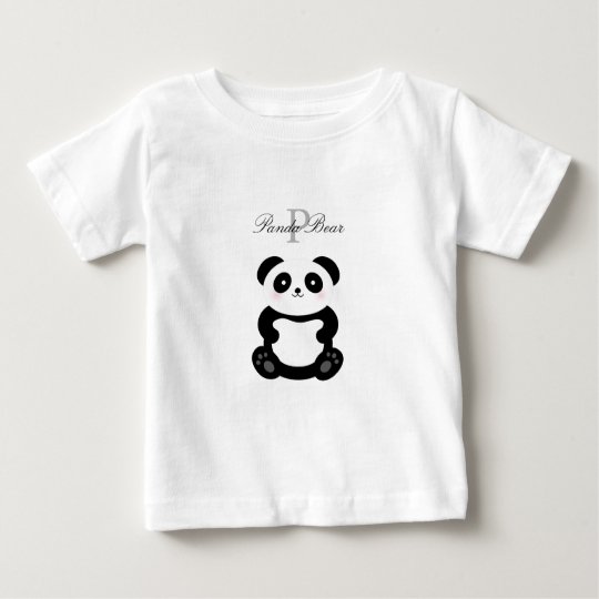 Cute Girly Baby Girl Panda Bear Monogram Baby T-Shirt