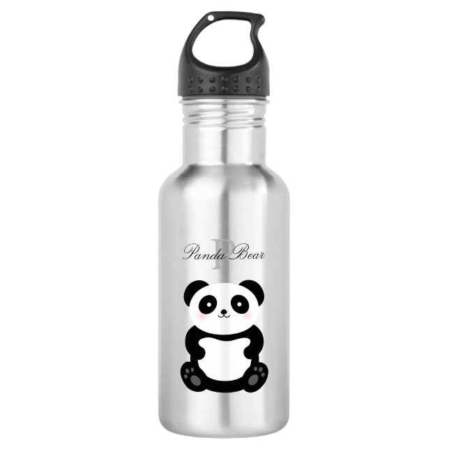 Cute Girly Baby Panda Bear Monogram 532 Ml Water Bottle (Front)