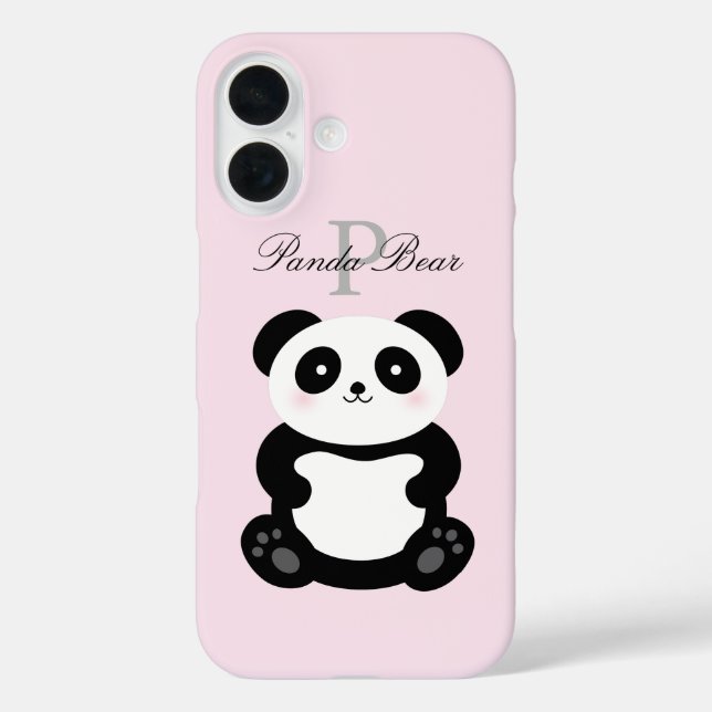 Cute Girly Baby Panda Bear Monogram Case-Mate iPhone Case (Back)